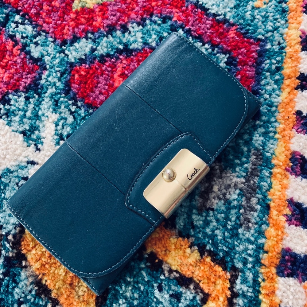 Teal Coach Leather Wallet